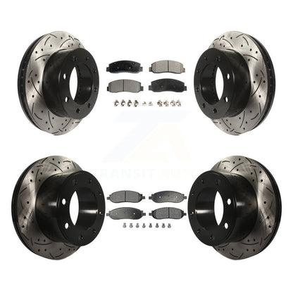 [Avant + Arrière] Kit de disque (percé rainuré revêtu) et plaquette (céramique) de frein pour Ford F-250 Super Duty F-350 KDT-100211