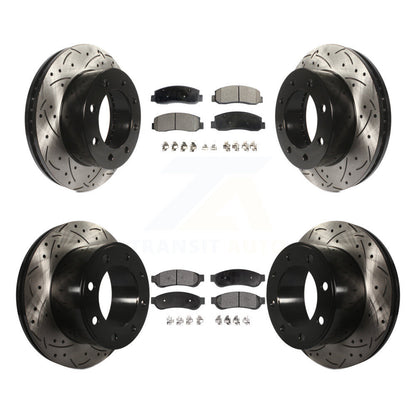 [Avant + Arrière] Kit de disque (percé rainuré revêtu) et plaquette (céramique) de frein pour 2008-2009 Ford F-250 Super Duty 4WD KDT-100212