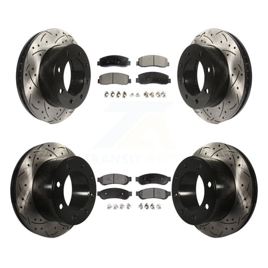 [Avant + Arrière] Kit de disque (percé rainuré revêtu) et plaquette (céramique) de frein pour 2008-2009 Ford F-250 Super Duty 4WD KDT-100212
