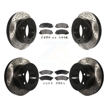 [Avant + Arrière] Kit de disque (percé rainuré revêtu) et plaquette (céramique) de frein pour Ford F-250 Super Duty F-350 4WD KDT-100214