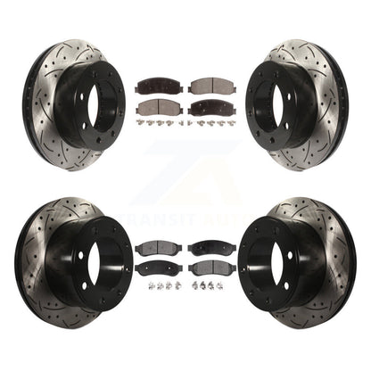 [Avant + Arrière] Kit de disque (percé rainuré revêtu) et plaquette (céramique) de frein pour Ford F-250 Super Duty F-350 avec Single Wheels 4WD KDT-100215