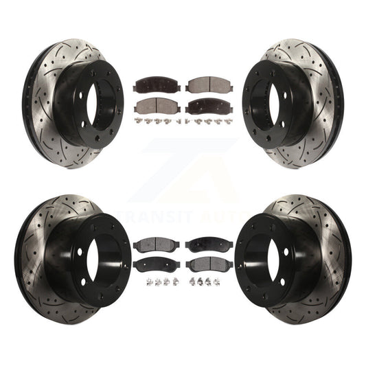 [Avant + Arrière] Kit de disque (percé rainuré revêtu) et plaquette (céramique) de frein pour Ford F-250 Super Duty F-350 avec Single Wheels 4WD KDT-100215