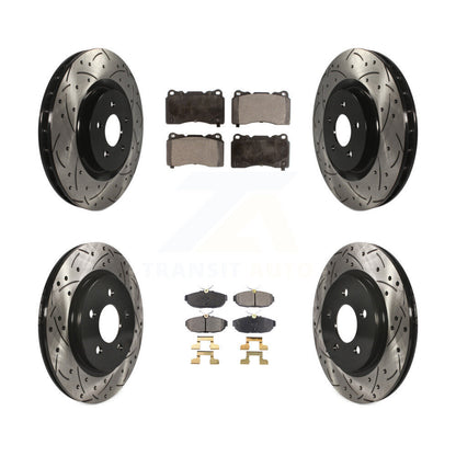 [Avant + Arrière] Kit de disque (percé rainuré revêtu) et plaquette (céramique) de frein pour Ford Mustang KDT-100221