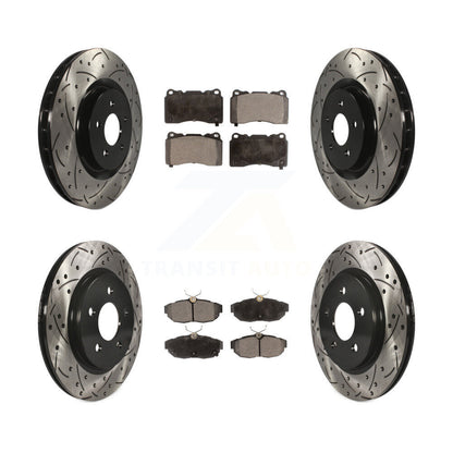 [Avant + Arrière] Kit de disque (percé rainuré revêtu) et plaquette (céramique) de frein pour Ford Mustang KDT-100222