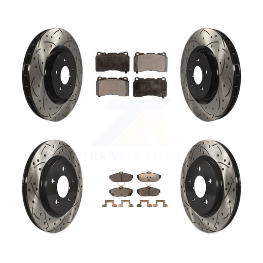 [Avant + Arrière] Kit de disque (percé rainuré revêtu) et plaquette (céramique) de frein pour 2012 Ford Mustang Boss 302 Shelby GT500 KDT-100223