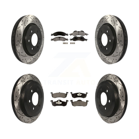 [Avant + Arrière] Kit de disque (percé rainuré revêtu) et plaquette (céramique) de frein pour 2007-2009 Ford Expedition Lincoln Navigator KDT-100224