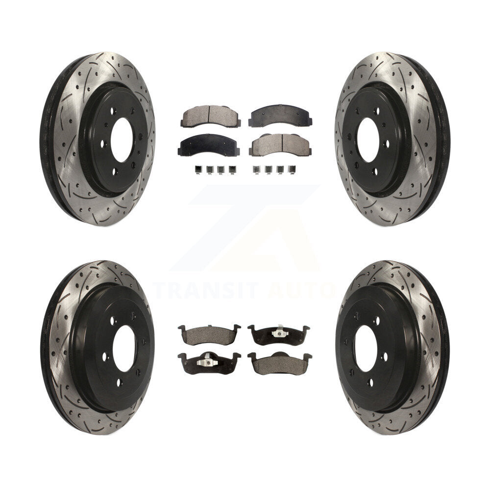 [Avant + Arrière] Kit de disque (percé rainuré revêtu) et plaquette (céramique) de frein pour 2010-2017 Ford Expedition Lincoln Navigator KDT-100226