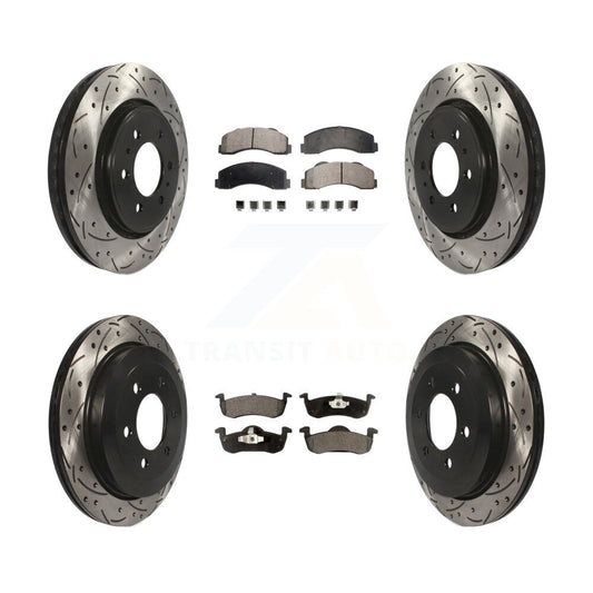 [Avant + Arrière] Kit de disque (percé rainuré revêtu) et plaquette (céramique) de frein pour 2010-2017 Ford Expedition Lincoln Navigator KDT-100226