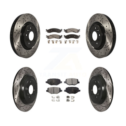 [Avant + Arrière] Kit de disque (percé rainuré revêtu) et plaquette (céramique) de frein pour 2010-2012 Ford Taurus SHO KDT-100228