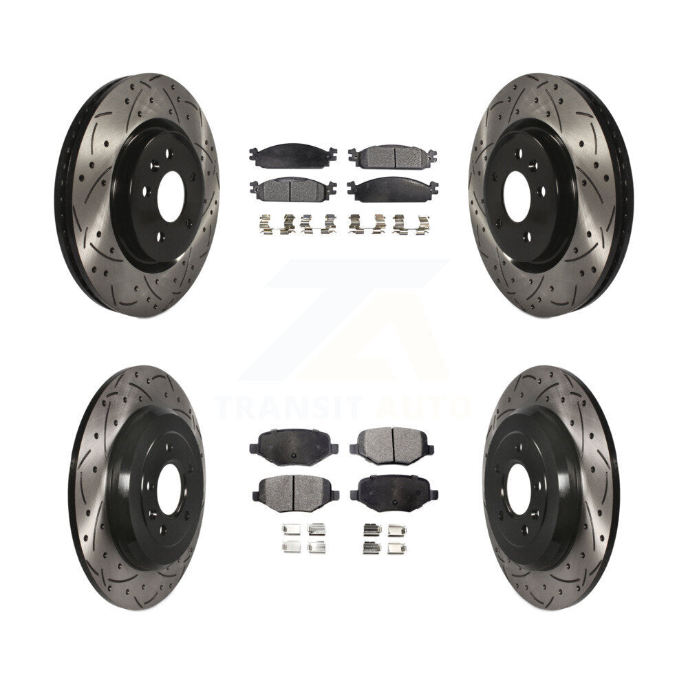 [Avant + Arrière] Kit de disque (percé rainuré revêtu) et plaquette (céramique) de frein pour 2009-2010 Lincoln MKS KDT-100229