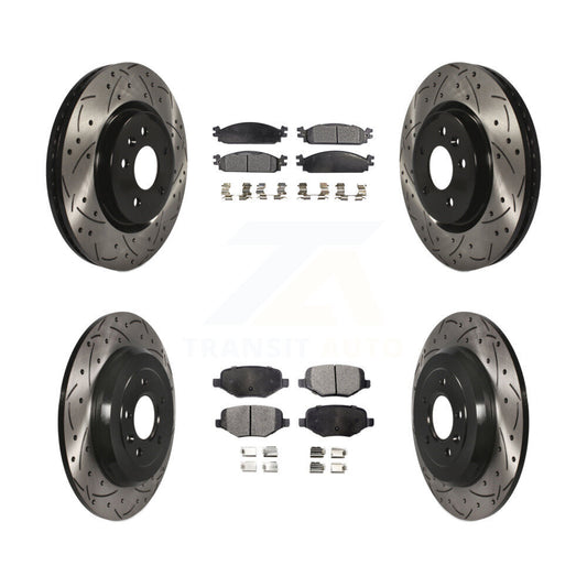 [Avant + Arrière] Kit de disque (percé rainuré revêtu) et plaquette (céramique) de frein pour 2009-2010 Lincoln MKS KDT-100229