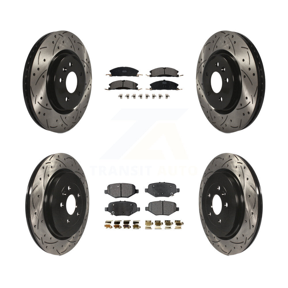 [Avant + Arrière] Kit de disque (percé rainuré revêtu) et plaquette (céramique) de frein pour 2013 Ford Explorer Sport avec Heavy Duty Brakes KDT-100232