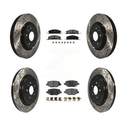 [Avant + Arrière] Kit de disque (percé rainuré revêtu) et plaquette (céramique) de frein pour 2013 Ford Explorer Sport avec Heavy Duty Brakes KDT-100232