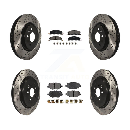 [Avant + Arrière] Kit de disque (percé rainuré revêtu) et plaquette (céramique) de frein pour 2013 Ford Explorer Sport avec Heavy Duty Brakes KDT-100232