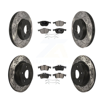[Avant + Arrière] Kit de disque (percé rainuré revêtu) et plaquette (céramique) de frein pour Ford C-Max KDT-100237