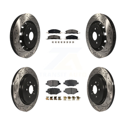 [Avant + Arrière] Kit de disque (percé rainuré revêtu) et plaquette (céramique) de frein pour Ford Explorer Taurus Flex Police Interceptor Sedan Lincoln MKS Special Service KDT-100240