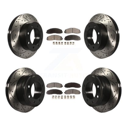 [Avant + Arrière] Kit de disque (percé rainuré revêtu) et plaquette (céramique) de frein pour Ford F-250 Super Duty F-350 4WD KDT-100244