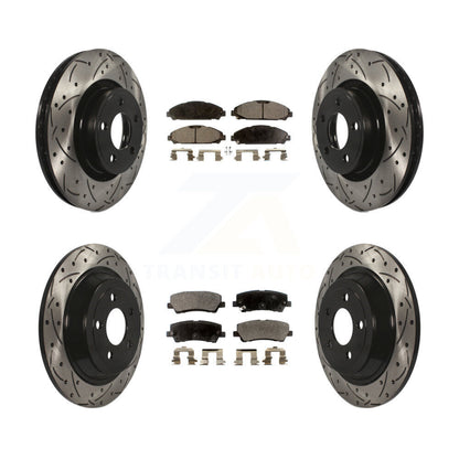 [Avant + Arrière] Kit de disque (percé rainuré revêtu) et plaquette (céramique) de frein pour Ford Mustang KDT-100245