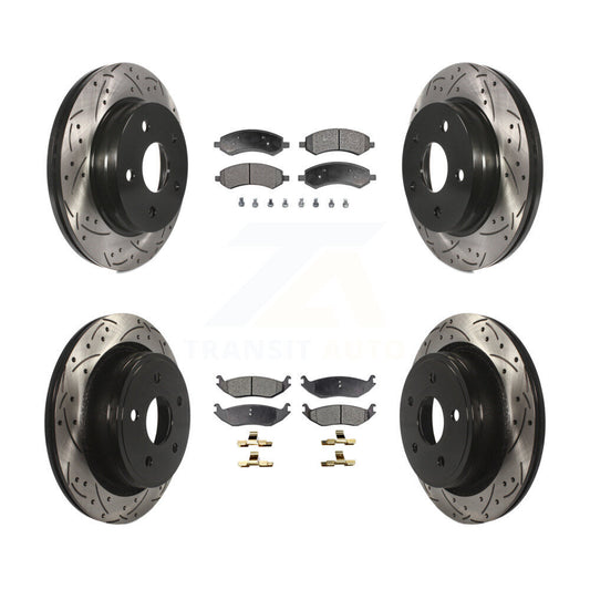 [Avant + Arrière] Kit de disque (percé rainuré revêtu) et plaquette (céramique) de frein pour Ram 1500 Dodge Classic Durango Chrysler Aspen KDT-100250