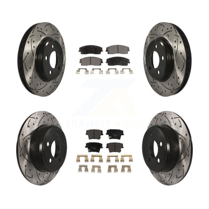[Avant + Arrière] Kit de disque (percé rainuré revêtu) et plaquette (céramique) de frein pour Dodge Charger Chrysler 300 Challenger Magnum KDT-100253 par Transit Auto
