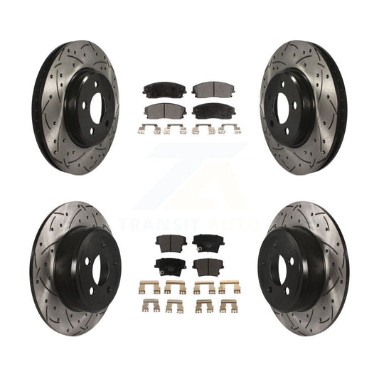 [Avant + Arrière] Kit de disque (percé rainuré revêtu) et plaquette (céramique) de frein pour Dodge Charger Chrysler 300 Challenger Magnum KDT-100253