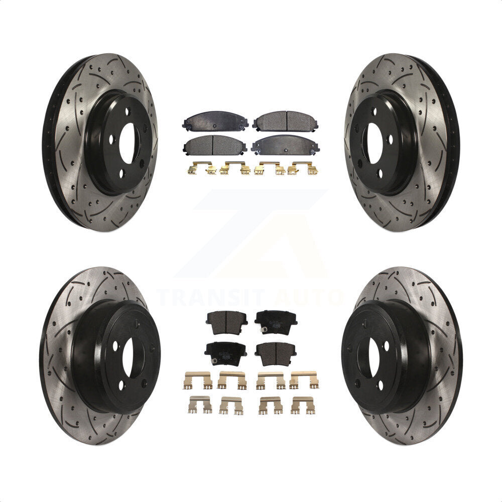 [Avant + Arrière] Kit de disque (percé rainuré revêtu) et plaquette (céramique) de frein pour 2019-2021 Chrysler 300 RWD avec 5.7L KDT-100254 par Transit Auto