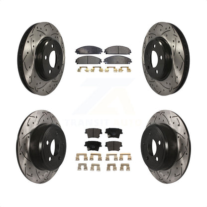 [Avant + Arrière] Kit de disque (percé rainuré revêtu) et plaquette (céramique) de frein pour 2019-2021 Chrysler 300 RWD avec 5.7L KDT-100254 par Transit Auto