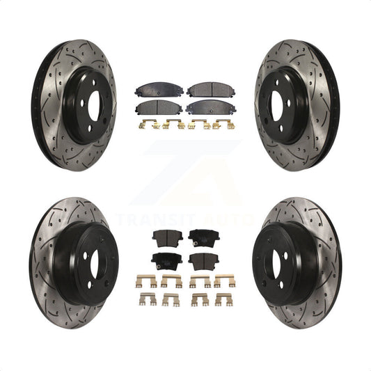 [Avant + Arrière] Kit de disque (percé rainuré revêtu) et plaquette (céramique) de frein pour 2019-2021 Chrysler 300 RWD avec 5.7L KDT-100254 par Transit Auto