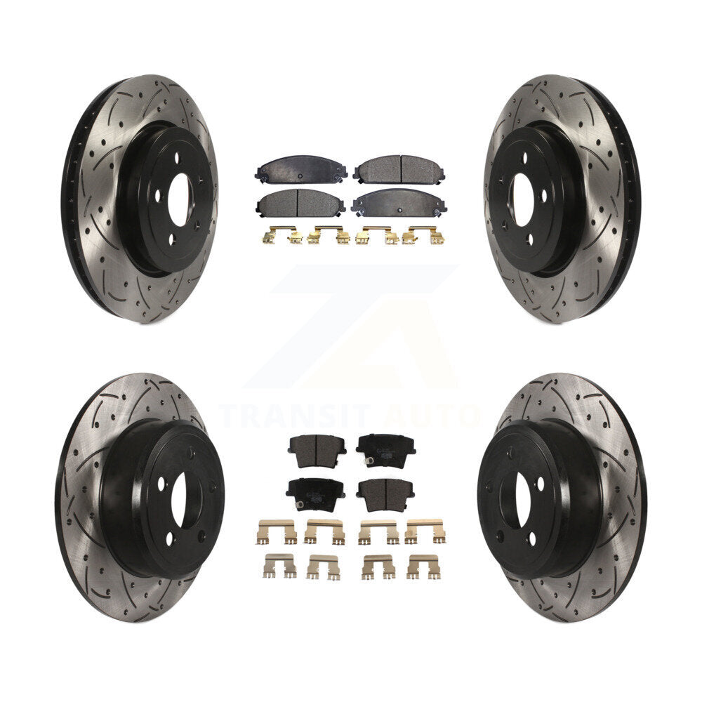 [Avant + Arrière] Kit de disque (percé rainuré revêtu) et plaquette (céramique) de frein pour 2005-2006 Chrysler 300 AWD avec 3.5L KDT-100255