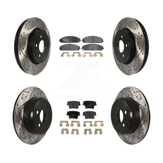 [Avant + Arrière] Kit de disque (percé rainuré revêtu) et plaquette (céramique) de frein pour 2005-2006 Chrysler 300 AWD avec 3.5L KDT-100255