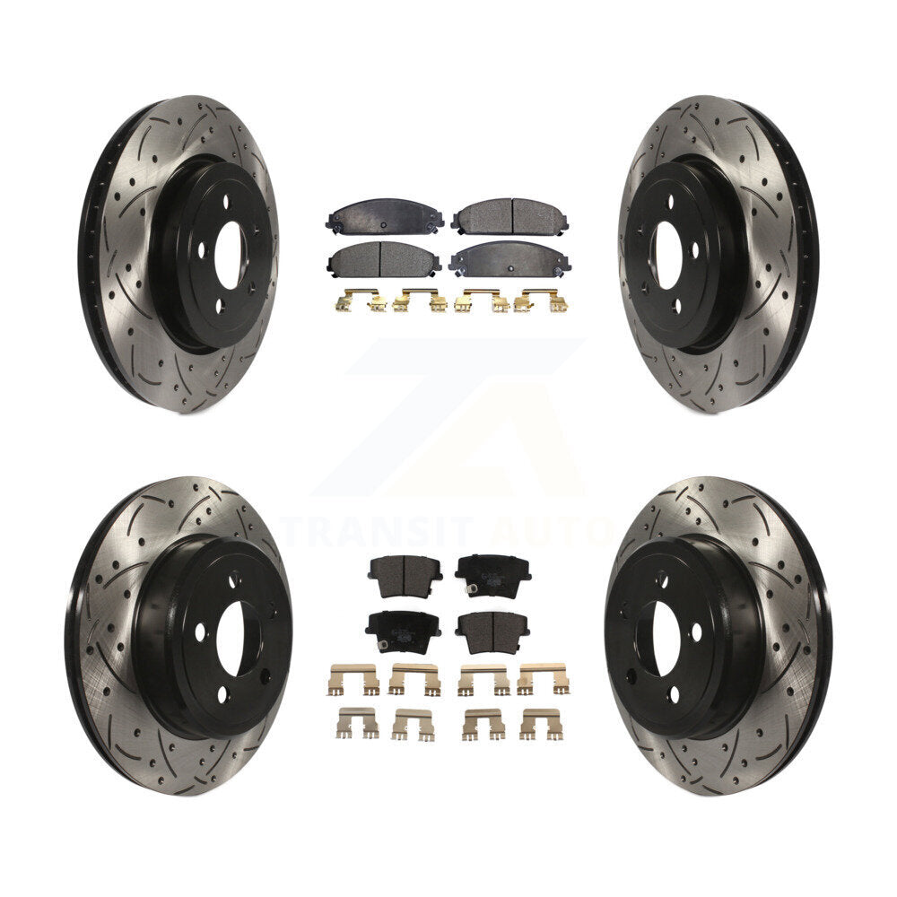 [Avant + Arrière] Kit de disque (percé rainuré revêtu) et plaquette (céramique) de frein pour Dodge Charger Chrysler 300 Challenger Magnum KDT-100256