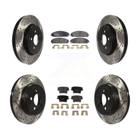 [Avant + Arrière] Kit de disque (percé rainuré revêtu) et plaquette (céramique) de frein pour Dodge Charger Chrysler 300 Challenger Magnum KDT-100256