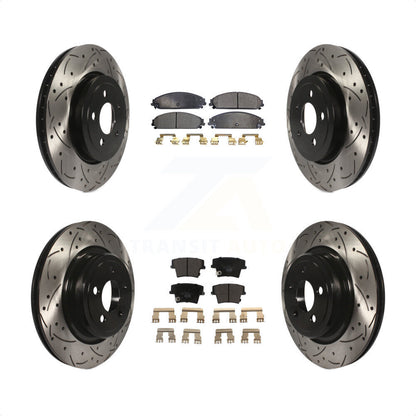[Avant + Arrière] Kit de disque (percé rainuré revêtu) et plaquette (céramique) de frein pour Dodge Charger avec Police Package KDT-100257 par Transit Auto
