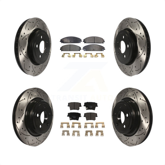 [Avant + Arrière] Kit de disque (percé rainuré revêtu) et plaquette (céramique) de frein pour Dodge Charger avec Police Package KDT-100257 par Transit Auto