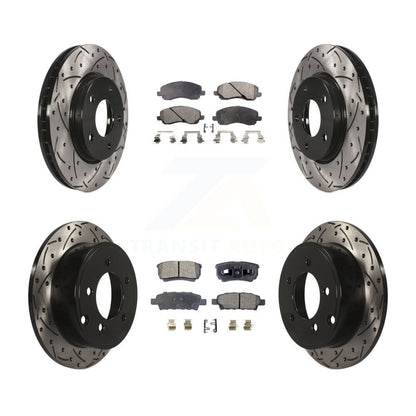 [Avant + Arrière] Kit de disque (percé rainuré revêtu) et plaquette (céramique) de frein pour Mitsubishi Lancer KDT-100258