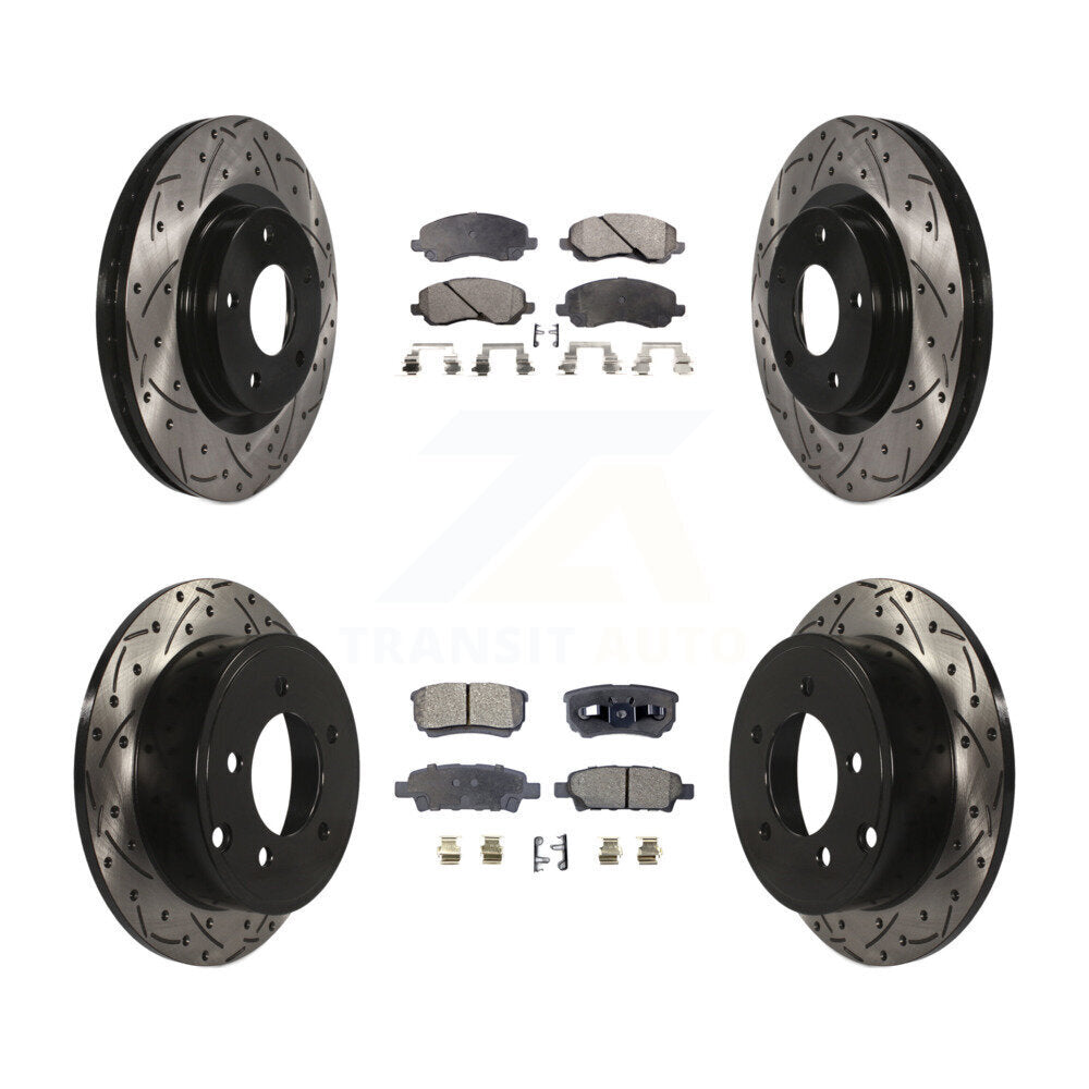 [Avant + Arrière] Kit de disque (percé rainuré revêtu) et plaquette (céramique) de frein pour Jeep Patriot Dodge Compass Caliber Chrysler Avenger Sebring 200 KDT-100260