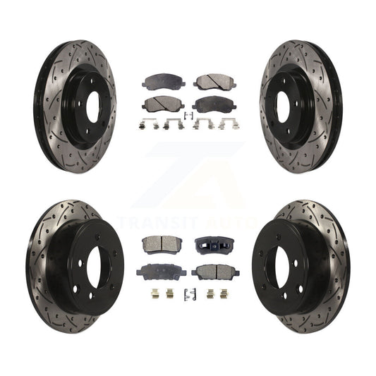 [Avant + Arrière] Kit de disque (percé rainuré revêtu) et plaquette (céramique) de frein pour Jeep Patriot Dodge Compass Caliber Chrysler Avenger Sebring 200 KDT-100260