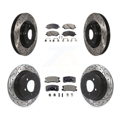 [Avant + Arrière] Kit de disque (percé rainuré revêtu) et plaquette (céramique) de frein pour Jeep Patriot Compass Chrysler Dodge Avenger Sebring Mitsubishi Lancer 200 Outlander Sport RVR KDT-100261