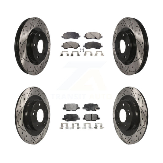 [Avant + Arrière] Kit de disque (percé rainuré revêtu) et plaquette (céramique) de frein pour Mitsubishi Outlander Sport RVR KDT-100264