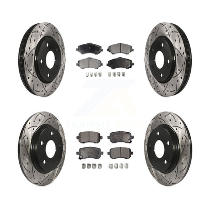 [Avant + Arrière] Kit de disque (percé rainuré revêtu) et plaquette (céramique) de frein pour Dodge Grand Caravan Chrysler Town & Country Journey Volkswagen Routan Ram C/V KDT-100266