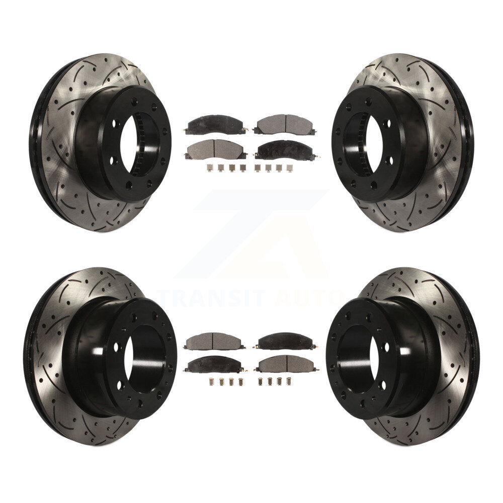 [Avant + Arrière] Kit de disque (percé rainuré revêtu) et plaquette (céramique) de frein pour Ram 2500 3500 1500 Dodge KDT-100267