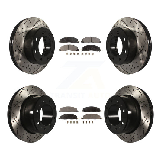 [Avant + Arrière] Kit de disque (percé rainuré revêtu) et plaquette (céramique) de frein pour Ram 2500 3500 1500 Dodge KDT-100267