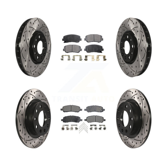 [Avant + Arrière] Kit de disque (percé rainuré revêtu) et plaquette (céramique) de frein pour 2013-2016 Dodge Dart KDT-100271