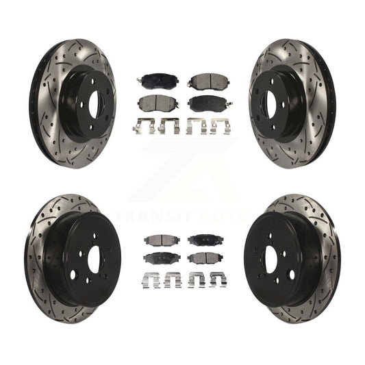 [Avant + Arrière] Kit de disque (percé rainuré revêtu) et plaquette (céramique) de frein pour 2011 Subaru Impreza Outback Sport 2.5i Premium KDT-100274