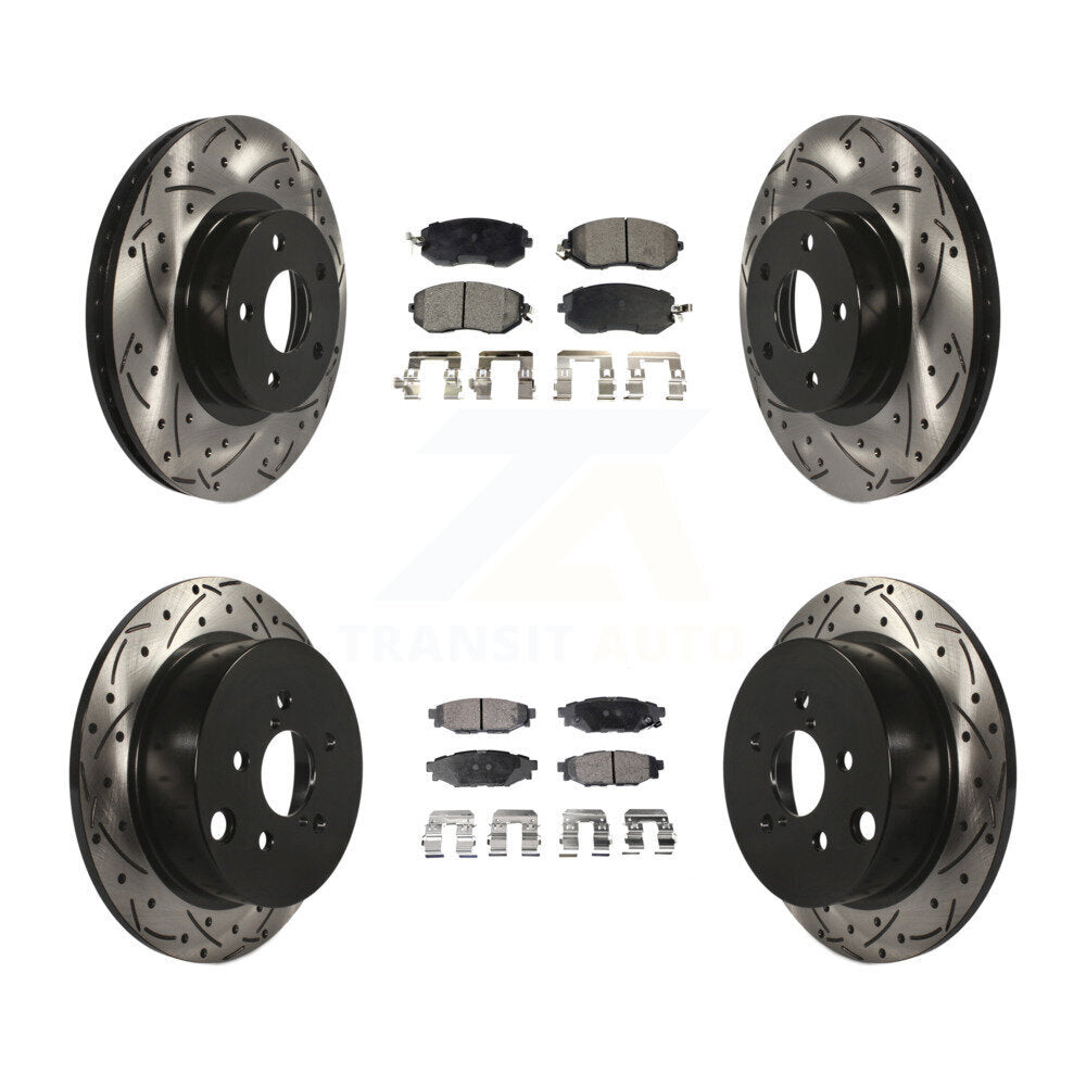 [Avant + Arrière] Kit de disque (percé rainuré revêtu) et plaquette (céramique) de frein pour Subaru Impreza KDT-100275