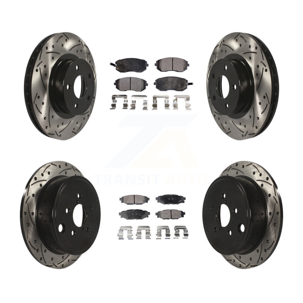 [Avant + Arrière] Kit de disque (percé rainuré revêtu) et plaquette (céramique) de frein pour Subaru Impreza KDT-100276