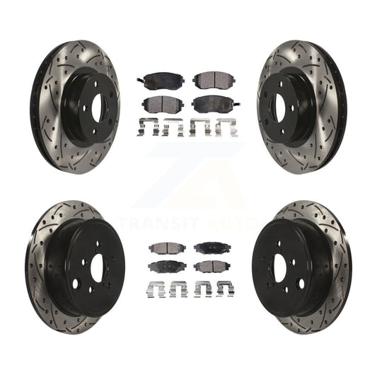 [Avant + Arrière] Kit de disque (percé rainuré revêtu) et plaquette (céramique) de frein pour Subaru Impreza KDT-100276