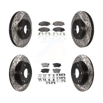 [Avant + Arrière] Kit de disque (percé rainuré revêtu) et plaquette (céramique) de frein pour 2014-2015 Honda Civic Touring KDT-100277