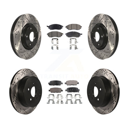 [Avant + Arrière] Kit de disque (percé rainuré revêtu) et plaquette (céramique) de frein pour Nissan Murano INFINITI M37 QX70 Q70 Q70L M56 M35h KDT-100284