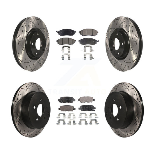 [Avant + Arrière] Kit de disque (percé rainuré revêtu) et plaquette (céramique) de frein pour Nissan Murano INFINITI M37 QX70 Q70 Q70L M56 M35h KDT-100284